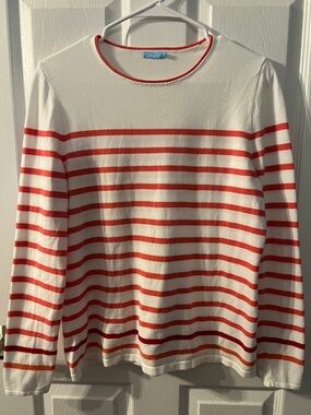 J. McLaughlin White Sweater with Red Trim